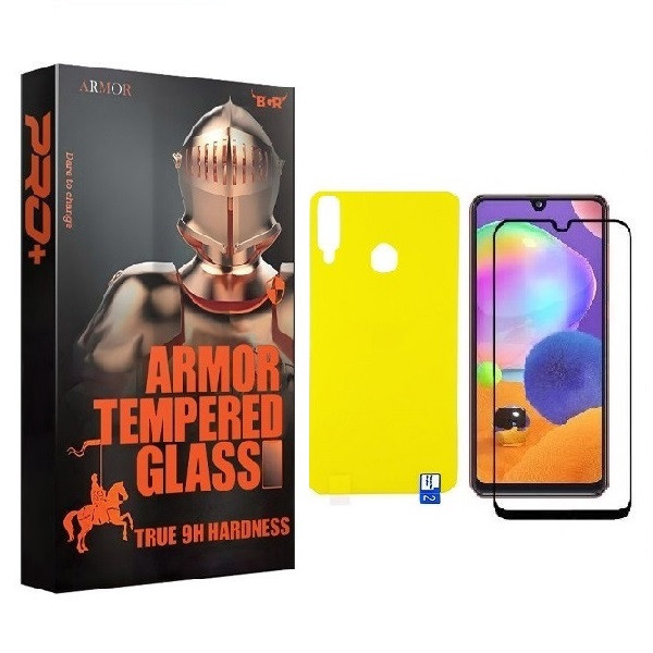 محافظ صفحه نمایش آرمور مدل FUL مناسب برای گوشی موبایل سامسونگ Galaxy A20s به همراه محافظ پشت گوشی