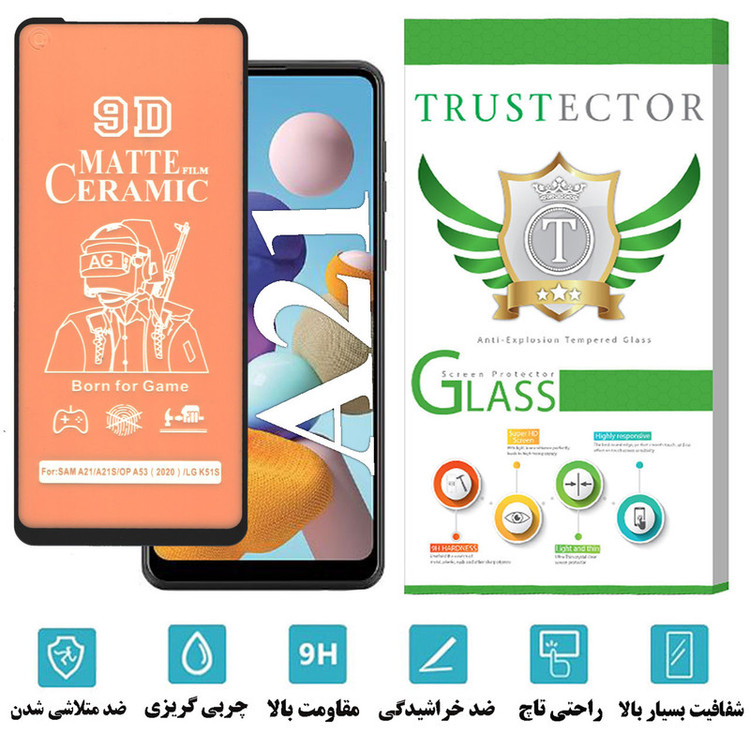 محافظ صفحه نمایش سرامیکی مات تراستکتور مدل CATA مناسب برای گوشی موبایل سامسونگ Galaxy A21