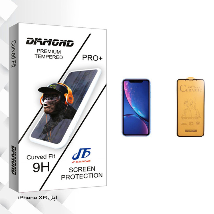 محافظ صفحه نمایش سرامیکی جی اف مدل Diamond glass مناسب برای گوشی موبایل اپل iPhone XR