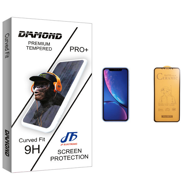 محافظ صفحه نمایش سرامیکی جی اف مدل Diamond glass مناسب برای گوشی موبایل اپل iPhone XR