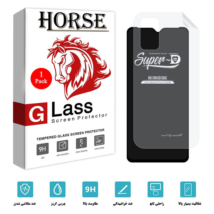 محافظ صفحه نمایش هورس مدل 2SN-Glass مناسب برای گوشی موبایل سامسونگ Redmi Note 9 4G به همراه محافظ پشت گوشی