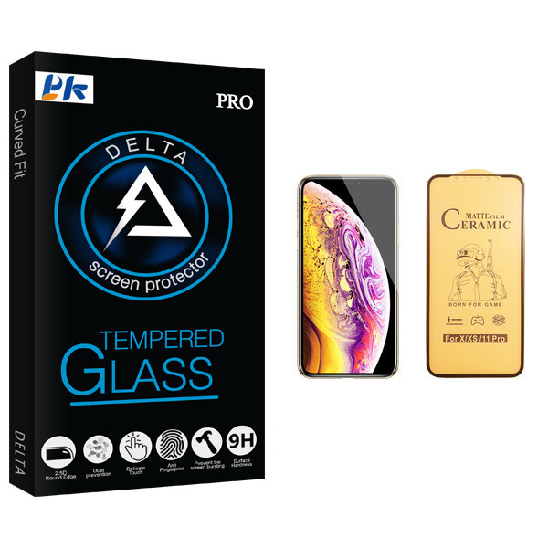 محافظ صفحه نمایش سرامیکی پی کی مدل Delta Glass مناسب برای گوشی موبایل اپل iPhone XS