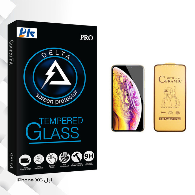 محافظ صفحه نمایش سرامیکی پی کی مدل Delta Glass مناسب برای گوشی موبایل اپل iPhone XS