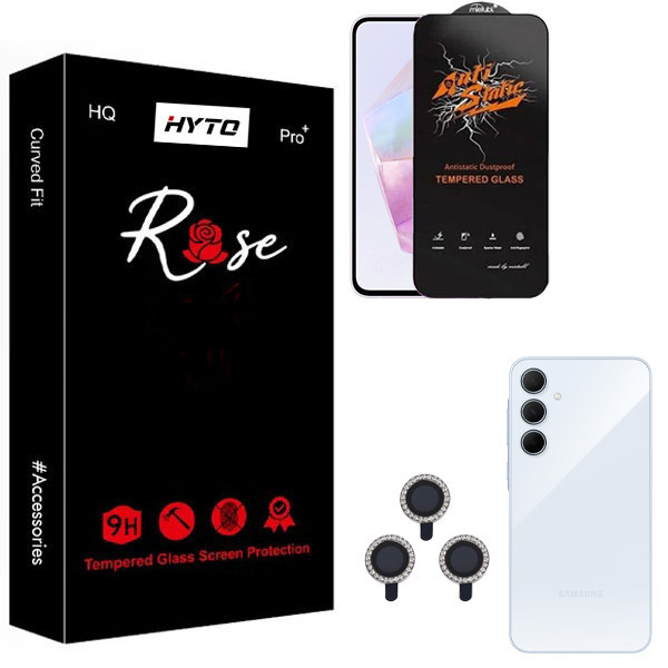 محافظ صفحه نمایش هیتو مدل Rose Antistatic Pro مناسب برای گوشی موبایل سامسونگ Galaxy a35 به همراه محافظ لنز