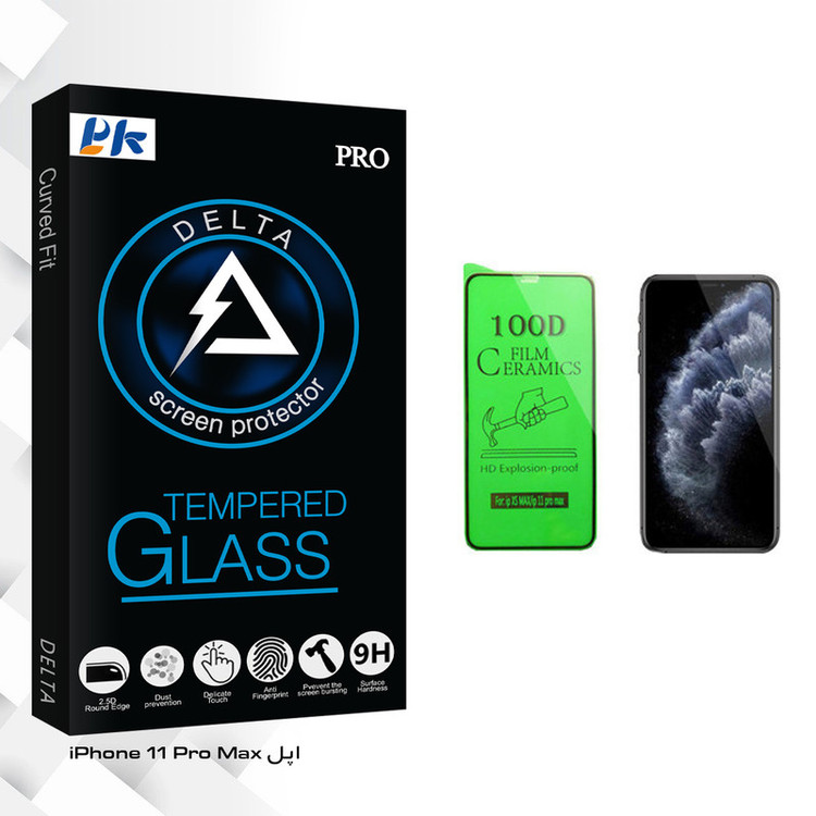 محافظ صفحه نمایش سرامیکی پی کی مدل Delta Glass مناسب برای گوشی موبایل اپل iPhone 11 Pro Max