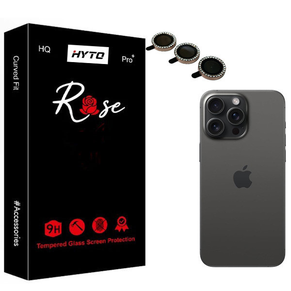 محافظ لنز دوربین هیتو مدل Rose Jewel royal مناسب برای گوشی موبایل اپل IPhone 15 Pro max