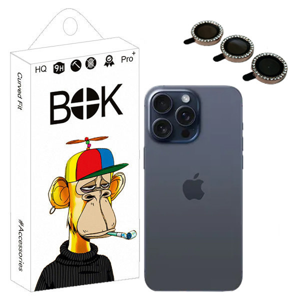 محافظ لنز دوربین رینگی نگین دار بوک مدل Jewel Ring مناسب برای گوشی موبایل اپل iPhone 15 Pro Max