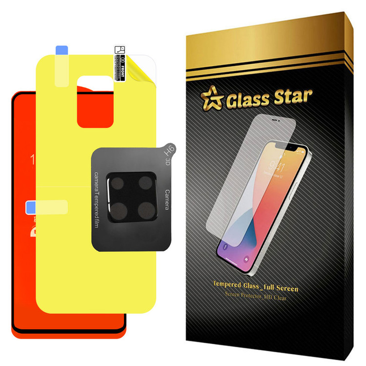 محافظ صفحه نمایش گلس استار مدل 3FNF مناسب برای گوشی موبایل شیائومی Redmi note 9 Pro به همراه محافظ پشت گوشی و محافظ لنز دوربین