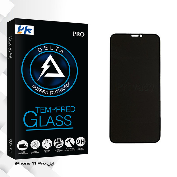محافظ صفحه نمایش حریم شخصی پی کی مدل Delta Glass مناسب برای گوشی موبایل اپل iPhone 11 Pro