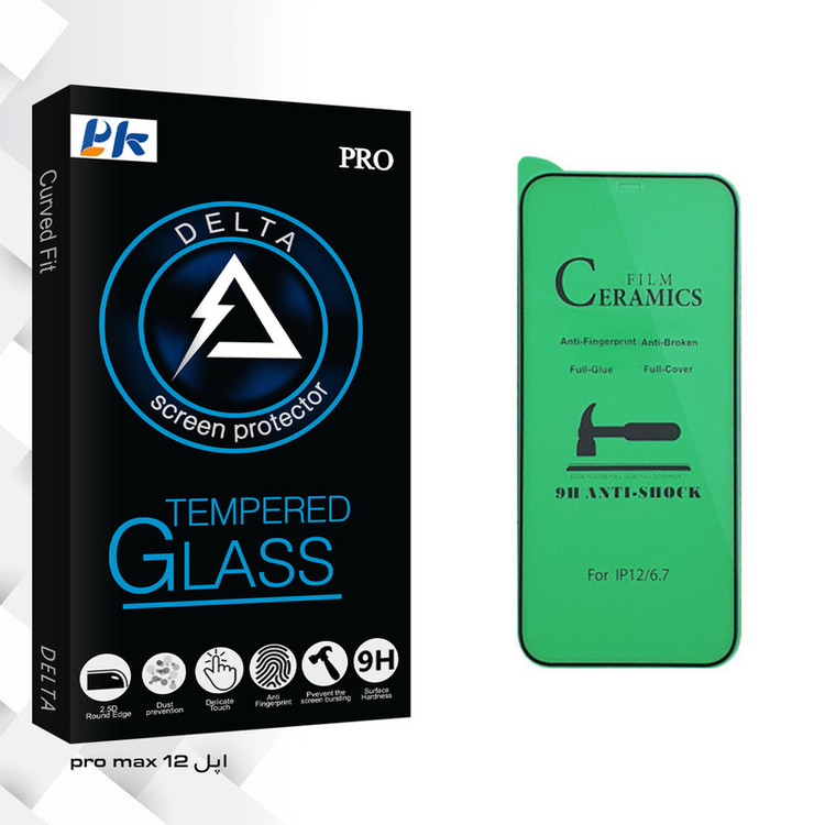 محافظ صفحه نمایش سرامیکی پی کی مدل Delta Glass مناسب برای گوشی موبایل اپل iPhone 12 pro max