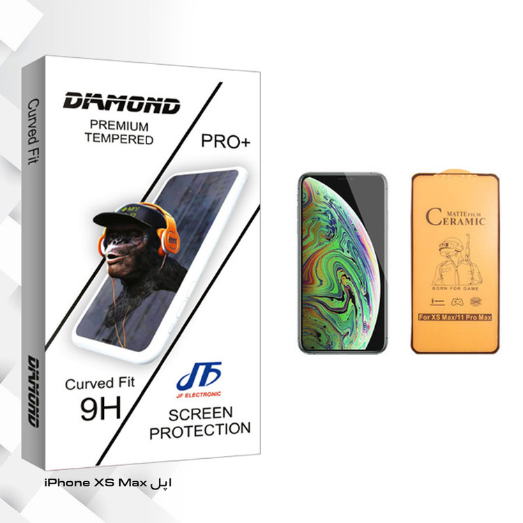 محافظ صفحه نمایش سرامیکی جی اف مدل Diamond glass مناسب برای گوشی موبایل اپل iPhone XS Max