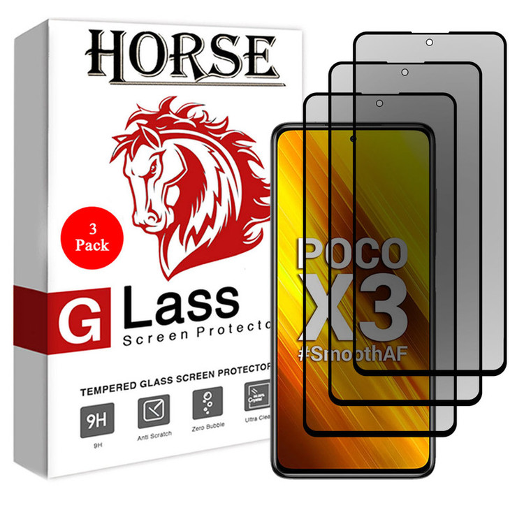 محافظ صفحه نمایش حریم شخصی هورس مدل SSP مناسب برای گوشی موبایل شیائومی Poco X3 بسته سه عددی