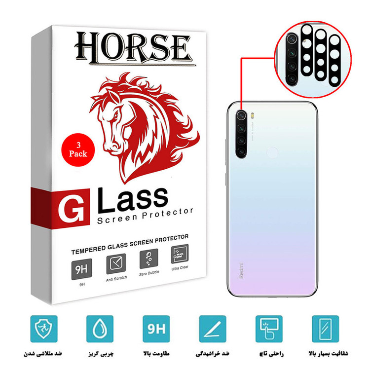 محافظ لنز دوربین سرامیکی هورس مدل HBL مناسب برای گوشی موبایل شیائومی Redmi Note 8 بسته سه عددی