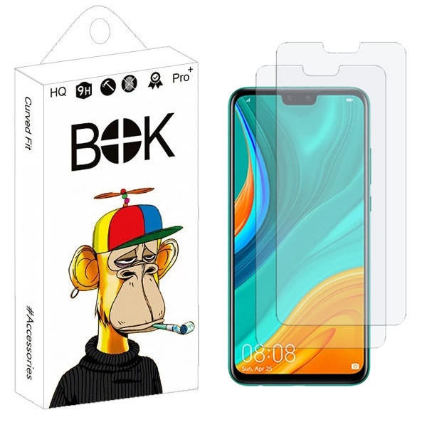 محافظ صفحه نمایش شیشه ای بوک مدل Transparent Plus مناسب برای گوشی موبایل هوآوی Y8s بسته دو عددی