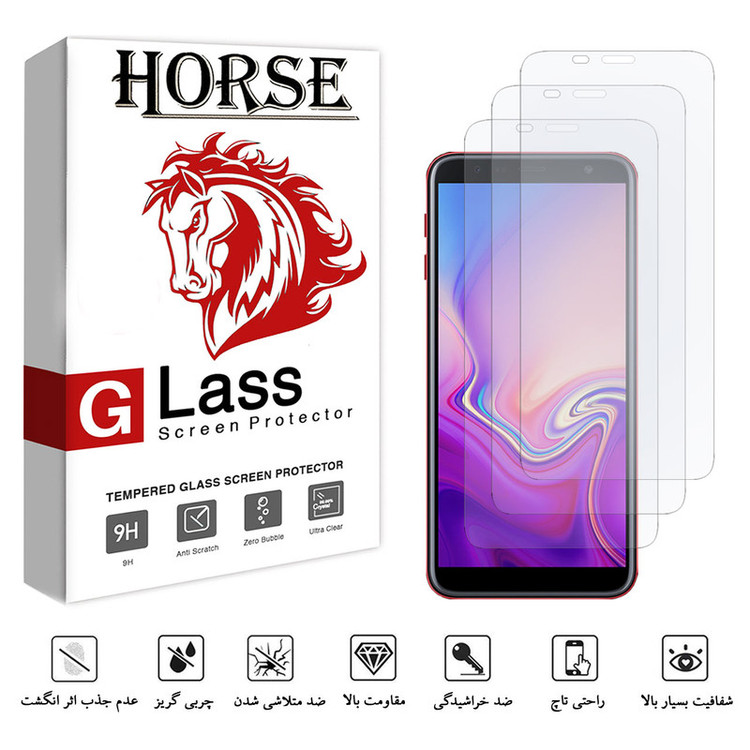 محافظ صفحه نمایش هورس مدل UCC مناسب برای گوشی موبایل سامسونگ Galaxy J6 Plus 2018 بسته سه عددی