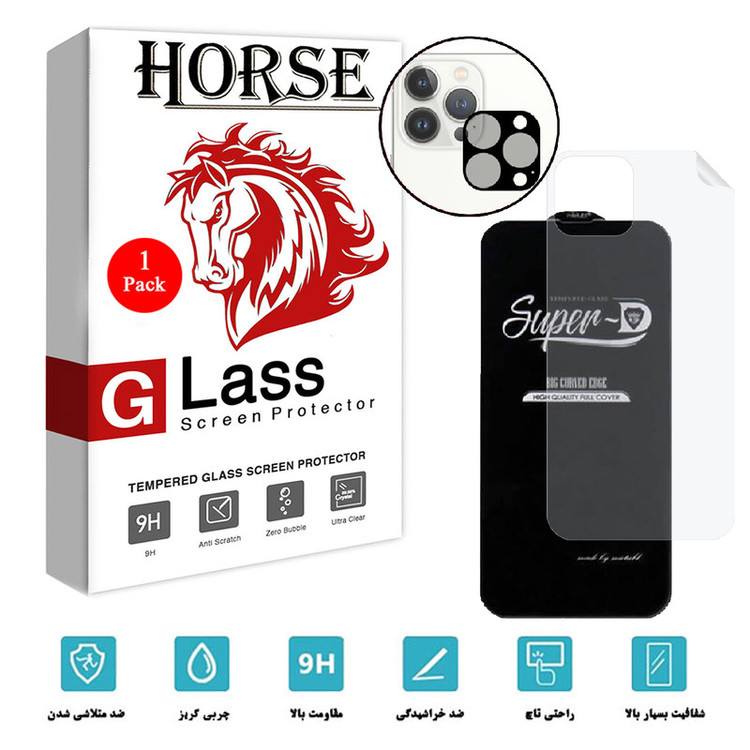 محافظ صفحه نمایش هورس مدل 3SNF-Glass مناسب برای گوشی موبایل اپل iPhone 13 Pro به همراه محافظ پشت گوشی و محافظ لنز دوربین