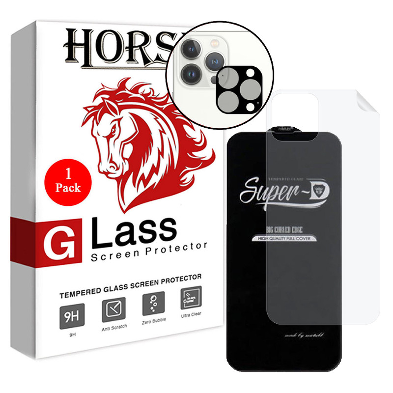 محافظ صفحه نمایش هورس مدل 3SNF-Glass مناسب برای گوشی موبایل اپل iPhone 13 Pro به همراه محافظ پشت گوشی و محافظ لنز دوربین