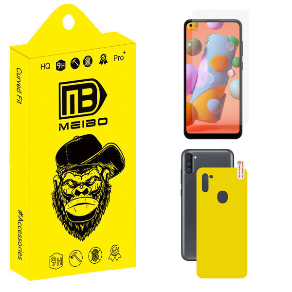 محافظ صفحه نمایش شیشه ای میبو مدل Clear مناسب برای گوشی موبایل سامسونگ Galaxy A11 / M11 به همراه محافظ پشت گوشی