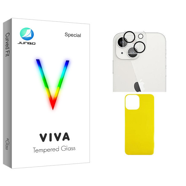محافظ پشت گوشی جانبو مدل Viva Glass FLL مناسب برای گوشی موبایل اپل iPhone 13 به همراه محافظ لنز دوربین