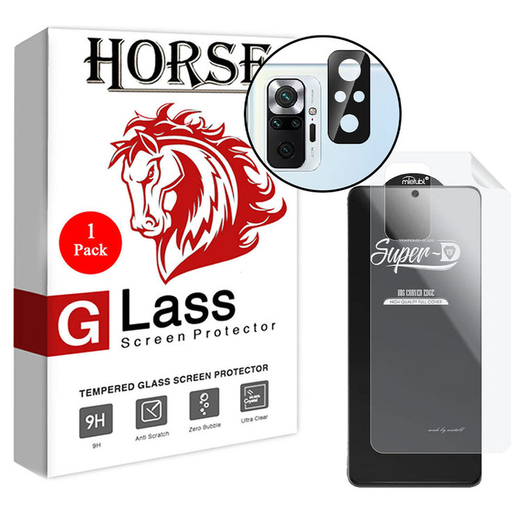 محافظ صفحه نمایش هورس مدل 3SNF-Glass مناسب برای گوشی موبایل شیائومی Redmi Note 10 Pro به همراه محافظ پشت گوشی و محافظ لنز دوربین