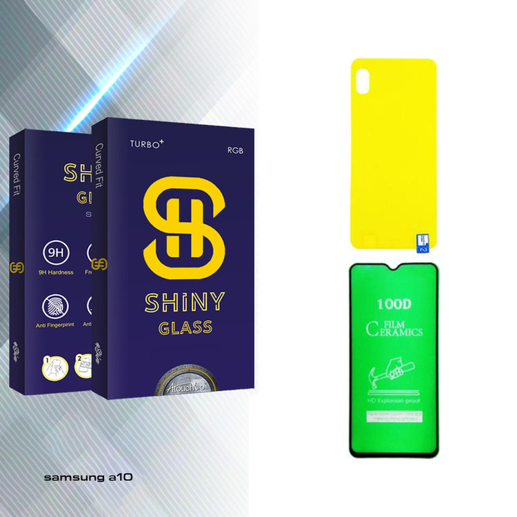 محافظ صفحه نمایش سرامیکی آتوچبو مدل Shiny مناسب برای گوشی موبایل سامسونگ Galaxy A10 به همراه محافظ پشت گوشی