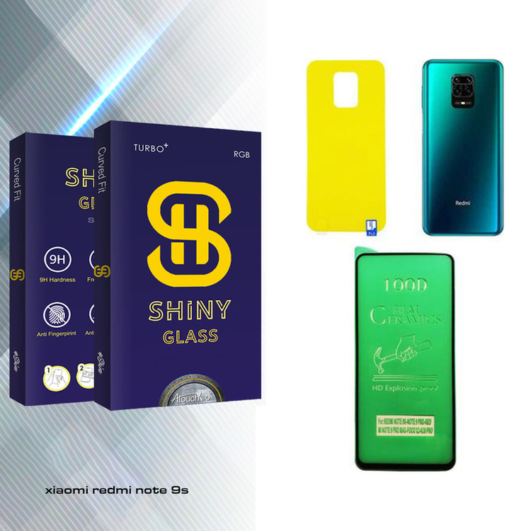 محافظ صفحه نمایش سرامیکی آتوچبو مدل Shiny مناسب برای گوشی موبایل شیائومی Redmi Note 9s به همراه محافظ پشت گوشی