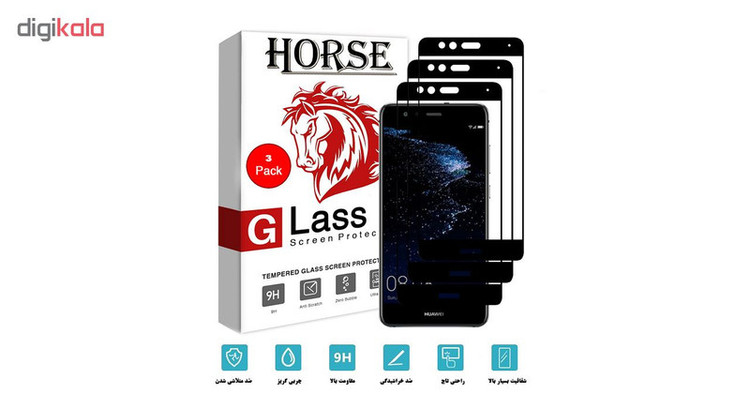 محافظ صفحه نمایش 5D هورس مدل FAG مناسب برای گوشی موبایل هوآوی P10 Lite بسته سه عددی