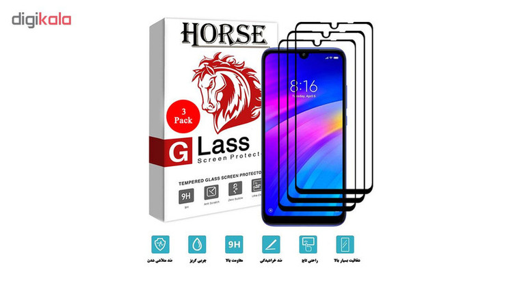 محافظ صفحه نمایش 5D هورس مدل FAG مناسب برای گوشی موبایل شیائومی Redmi 7 بسته 3 عددی