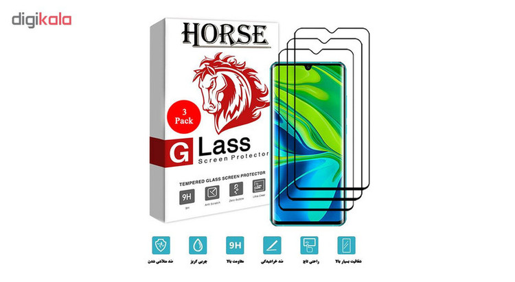محافظ صفحه نمایش 5D هورس مدل FAG مناسب برای گوشی موبایل شیائومی Mi CC9 Pro بسته سه عددی