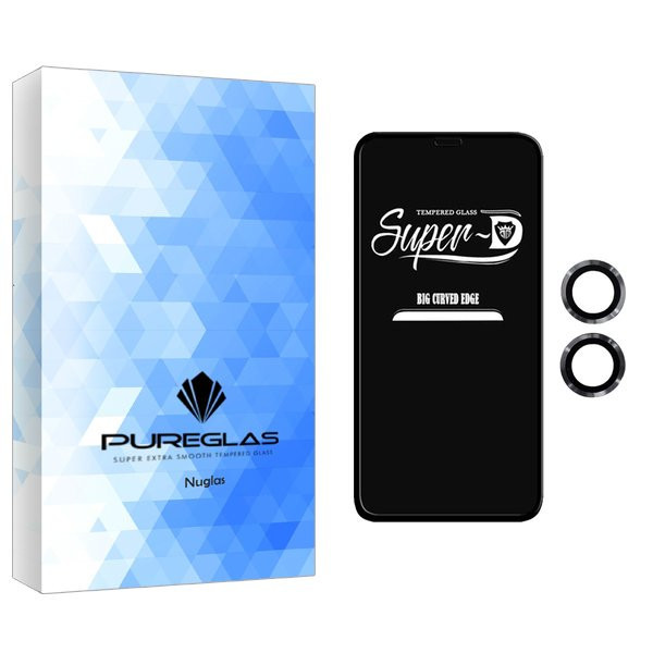محافظ صفحه نمایش پیور گلس مدل NueGlas SuperD مناسب برای گوشی موبایل اپل iPhone 11 به همراه محافظ لنز گوشی
