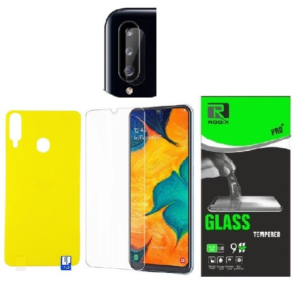 محافظ صفحه نمایش روبیکس مدل SA-A20s مناسب برای گوشی موبایل سامسونگ Galaxy A20s به همراه محافظ لنز دوربین و محافظ پشت گوشی
