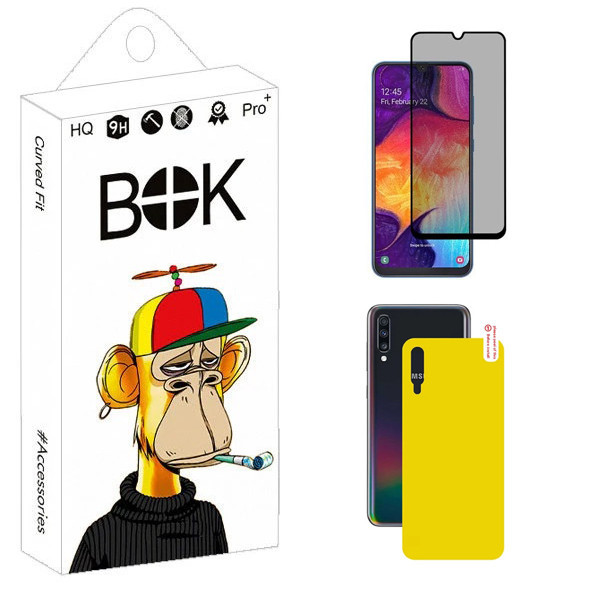 محافظ صفحه نمایش حریم شخصی بوک مدل Carbon Plus مناسب برای گوشی موبایل سامسونگ Galaxy A30s به همراه محافظ پشت گوشی