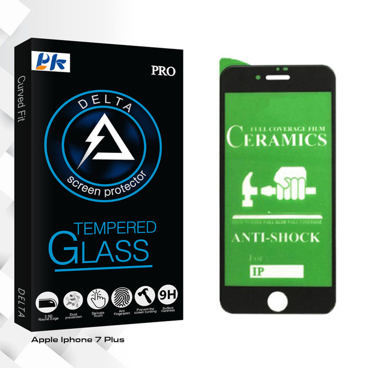 محافظ صفحه نمایش سرامیکی پی کی مدل Delta Glass مناسب برای گوشی موبایل اپل Iphone 7 Plus