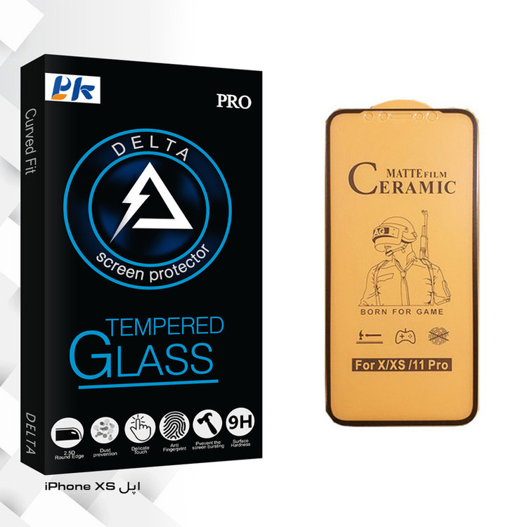محافظ صفحه نمایش سرامیکی پی کی مدل Delta Glass مناسب برای گوشی موبایل اپل iPhone XS
