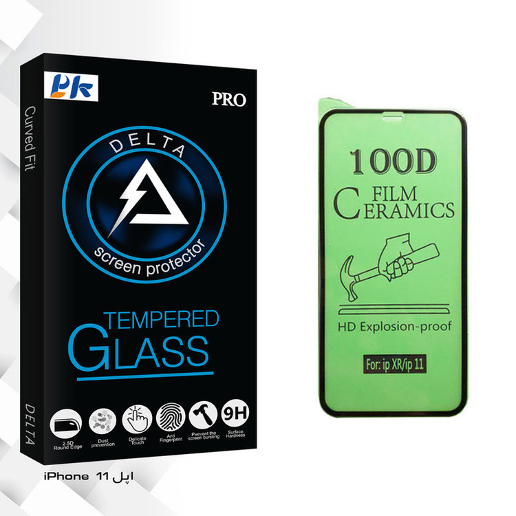 محافظ صفحه نمایش سرامیکی پی کی مدل Delta Glass مناسب برای گوشی موبایل اپل iPhone 11