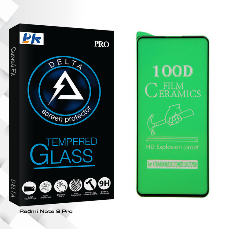 محافظ صفحه نمایش پی کی مدل Delta Glass مناسب برای گوشی موبایل شیائومی Redmi Note 9 pro