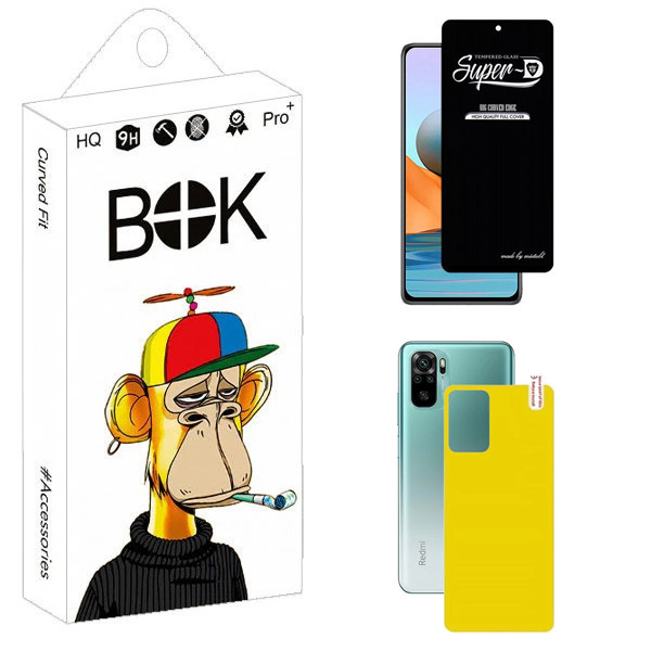 محافظ صفحه نمایش بوک مدل Transparent SuperD مناسب برای گوشی موبایل شیائومی Redmi Note 10 4G به همراه محافظ پشت گوشی