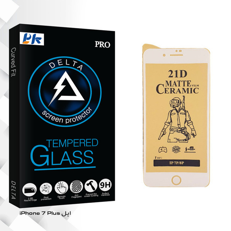محافظ صفحه نمایش سرامیکی پی کی مدل Delta Glass مناسب برای گوشی موبایل اپل iPhone 7 Plus