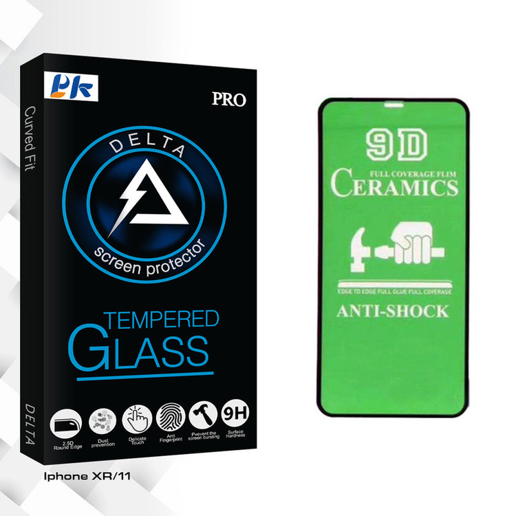 محافظ صفحه نمایش 9D پی کی مدل Delta Glass مناسب برای گوشی موبایل اپل Iphone XR/11