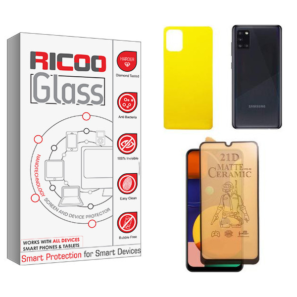محافظ صفحه نمایش سرامیکی مات ریکو مدل Ricoo مناسب برای گوشی موبایل سامسونگ Galaxy A31 به همراه محافظ پشت گوشی