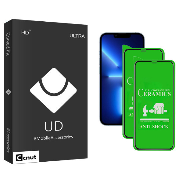 محافظ صفحه نمایش سرامیکی کوکونات مدل UD Black مناسب برای گوشی موبایل اپل iPhone 13 Pro Max بسته دو عددی