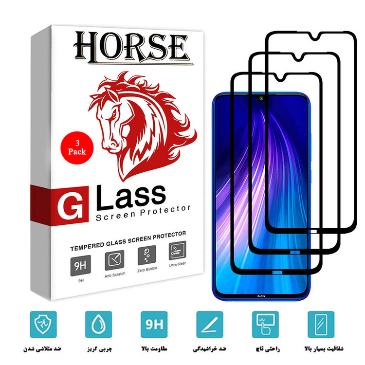 محافظ صفحه نمایش 5D هورس مدل CRM مناسب برای گوشی موبایل شیائومی Redmi Note 8 بسته سه عددی