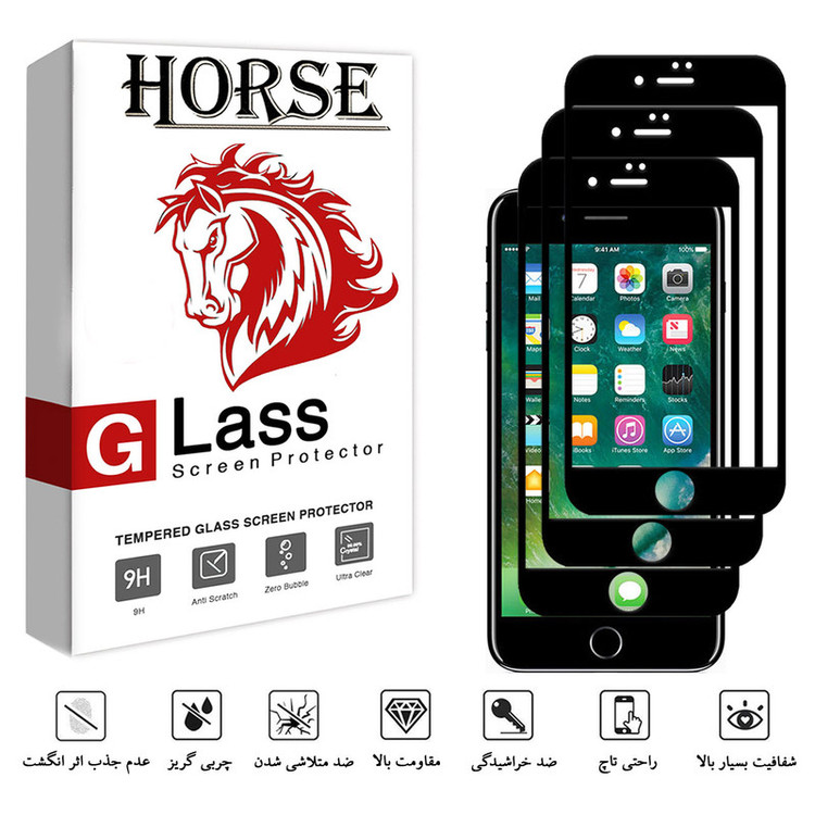 محافظ صفحه نمایش 5D هورس مدل CRM مناسب برای گوشی موبایل اپل iPhone 8 Plus بسته سه عددی