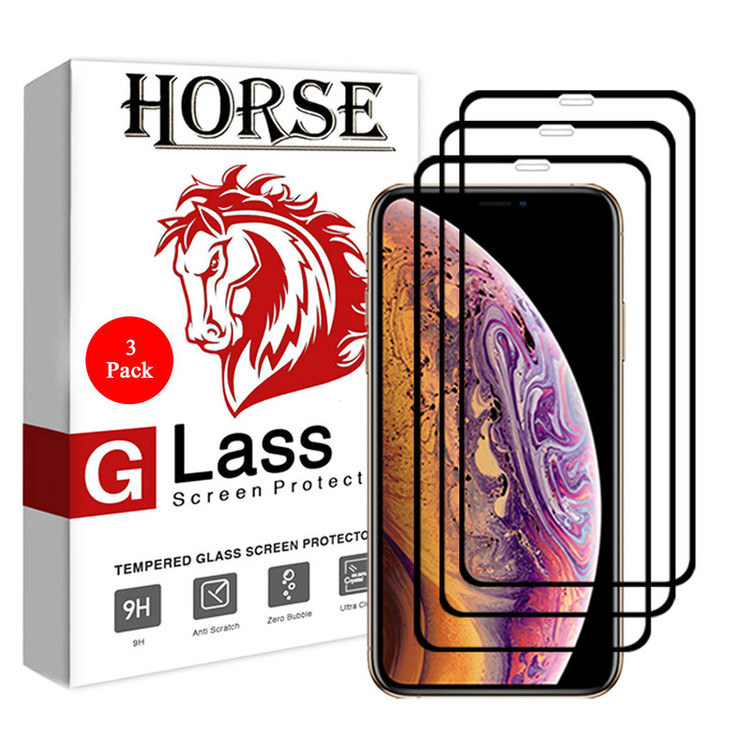محافظ صفحه نمایش 5D هورس مدل FAG مناسب برای گوشی موبایل اپل iPhone XS بسته سه عددی