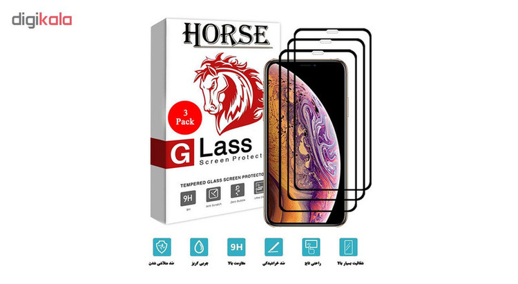 محافظ صفحه نمایش 5D هورس مدل FAG مناسب برای گوشی موبایل اپل iPhone XS بسته سه عددی