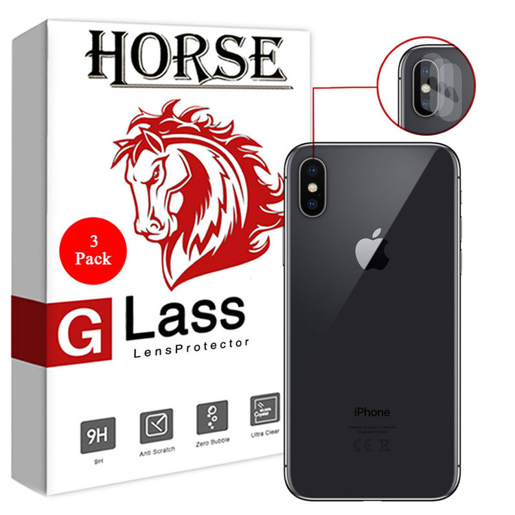 محافظ لنز دوربین هورس مدل UTF مناسب برای گوشی موبایل اپل iPhone XS Max بسته سه عددی