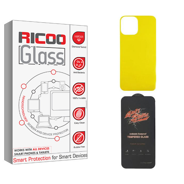محافظ صفحه نمایش ریکو مدل Ricoo ANTI-STATIC مناسب برای گوشی موبایل اپل iPhone 13 pro max به همراه محافظ پشت گوشی