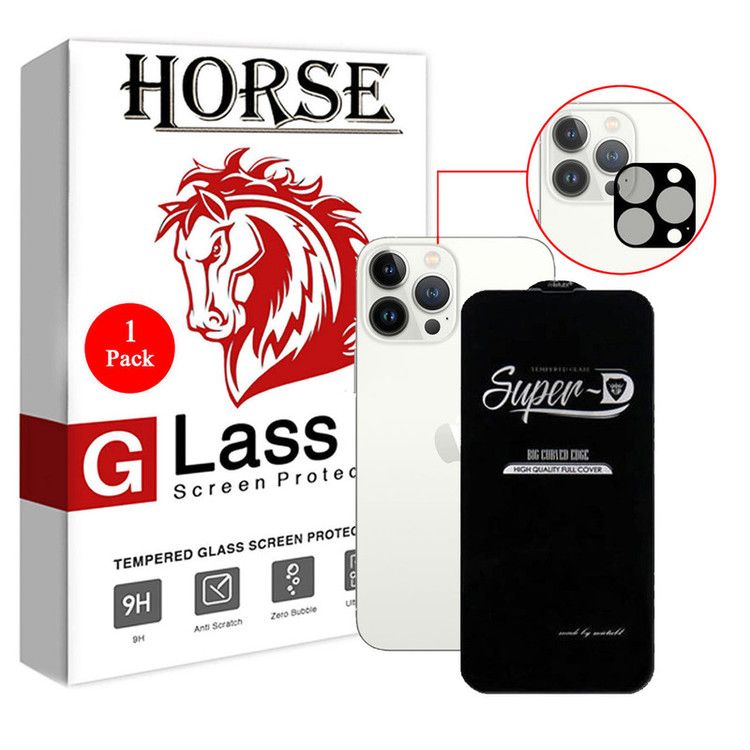 محافظ لنز دوربین هورس مدل 2SFA مناسب برای گوشی موبایل اپل iPhone 13 Pro به همراه محافظ صفحه نمایش