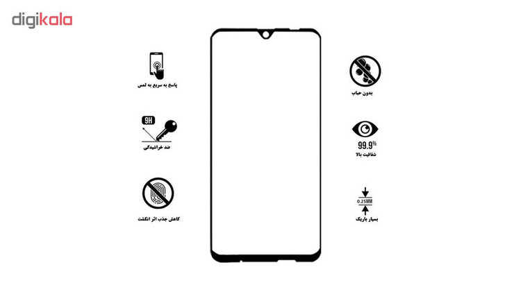 محافظ صفحه نمایش 5D هورس مدل FAG مناسب برای گوشی موبایل هوآوی P Smart 2019 بسته دو عددی