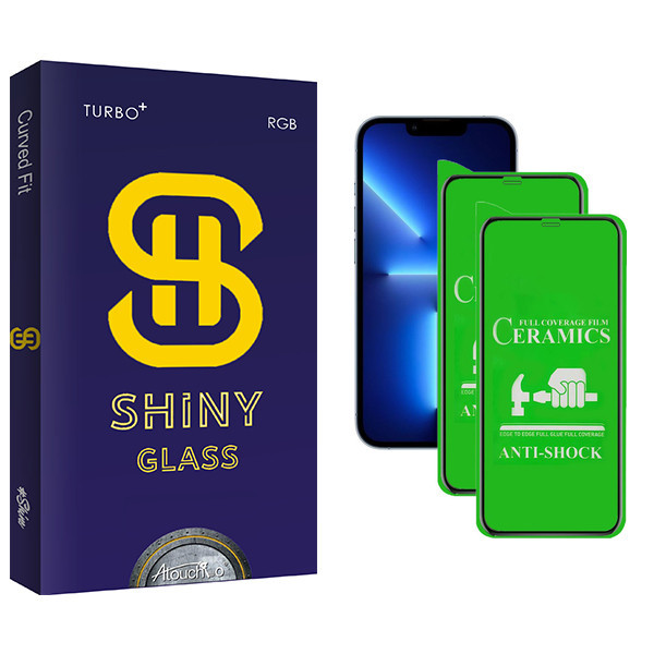محافظ صفحه نمایش سرامیکی آتوچبو مدل Shiny Pro مناسب برای گوشی موبایل اپل iPhone 13 بسته دو عددی
